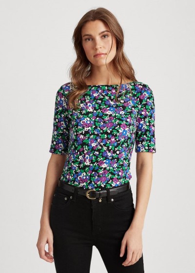 Ralph Lauren Floral Cotton-Blend Top Dame Danmark (QWTMC9721)